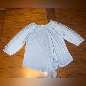 Light Blue Lace Sleeve Blouse